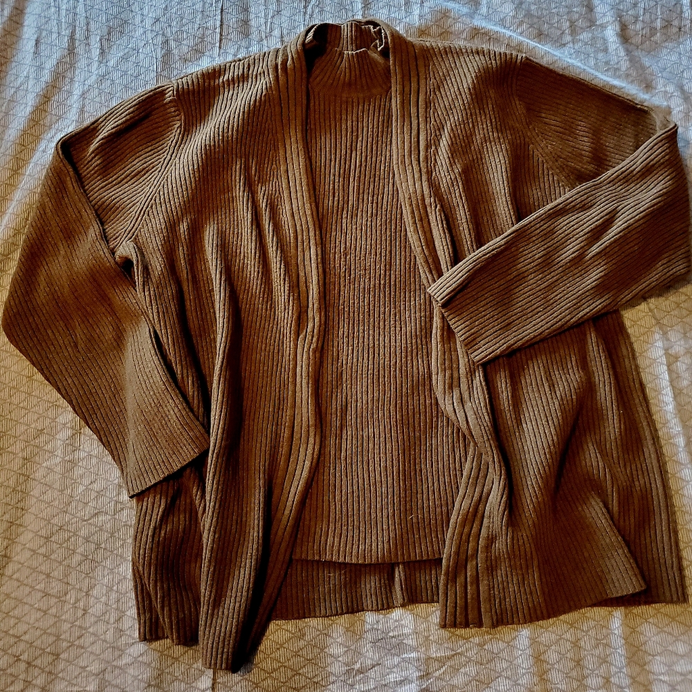 Chocolate Brown Rib-Knit 2-Piece Sweater Set